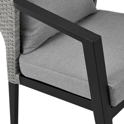 Armen Living - Palma Outdoor Patio Dining Chairs in Aluminum and Wicker with Gray Cushions - Set of 2 - LCPFSIGR veiw 6