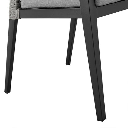 Armen Living - Palma Outdoor Patio Dining Chairs in Aluminum and Wicker with Gray Cushions - Set of 2 - LCPFSIGR veiw 7