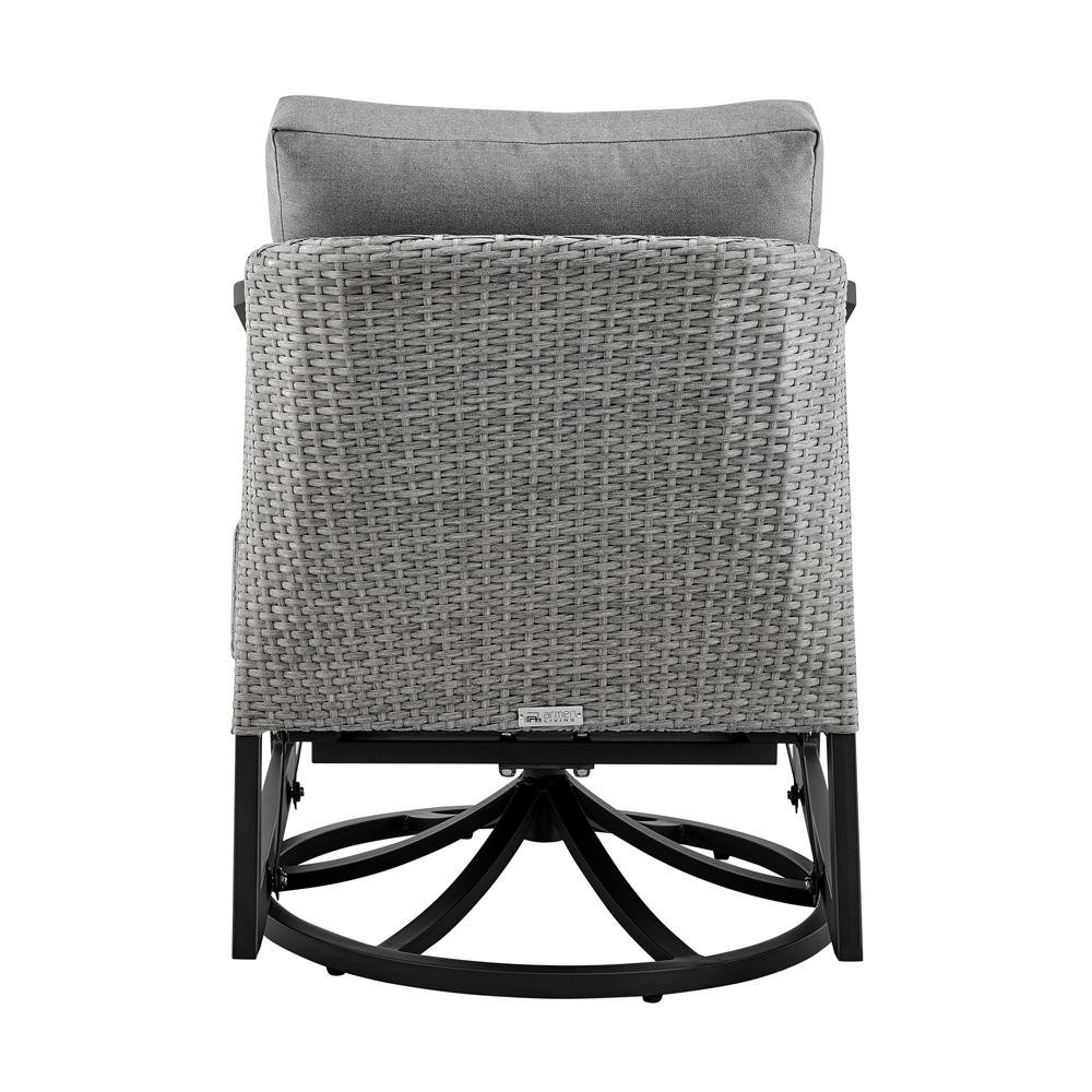 Armen Living - Palma Outdoor Patio Swivel Lounge Chair in Aluminum with Gray Cushions - LCPFSWCHGR view 5