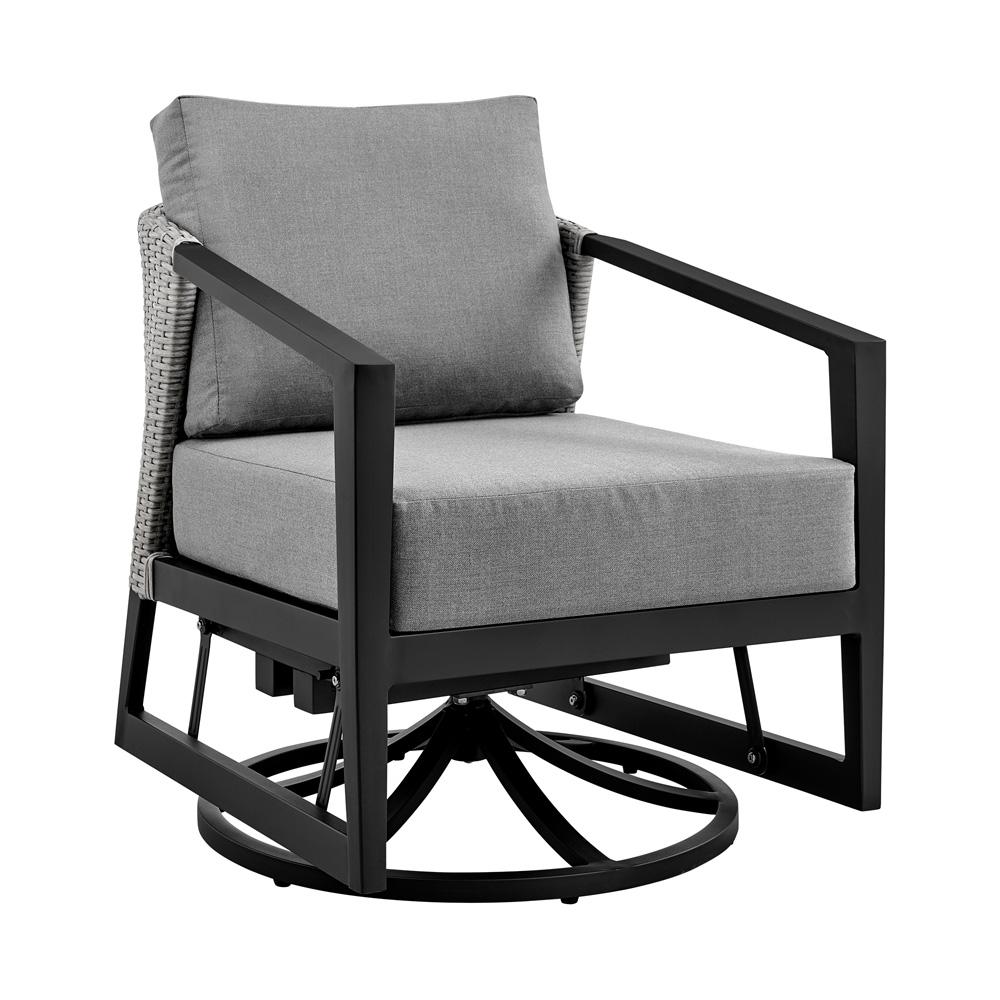 Armen Living - Palma Outdoor Patio Swivel Lounge Chair in Aluminum with Gray Cushions - LCPFSWCHGR veiw 1