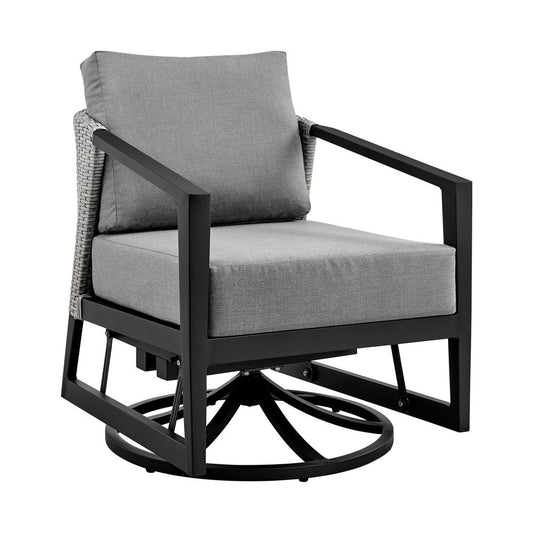 Armen Living - Palma Outdoor Patio Swivel Lounge Chair in Aluminum with Gray Cushions - LCPFSWCHGR veiw 1