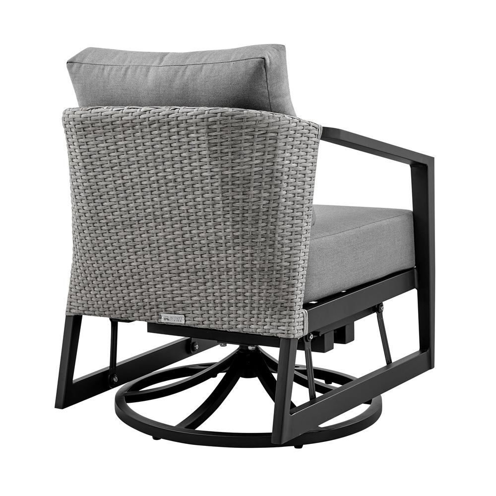 Armen Living - Palma Outdoor Patio Swivel Lounge Chair in Aluminum with Gray Cushions - LCPFSWCHGR veiw 4