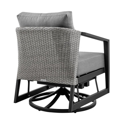 Armen Living - Palma Outdoor Patio Swivel Lounge Chair in Aluminum with Gray Cushions - LCPFSWCHGR veiw 4