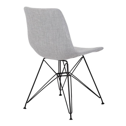 Armen Living - Palmetto Contemporary Dining Chair in Gray Fabric with Black Metal Legs - LCPLCHBLGR veiw 3