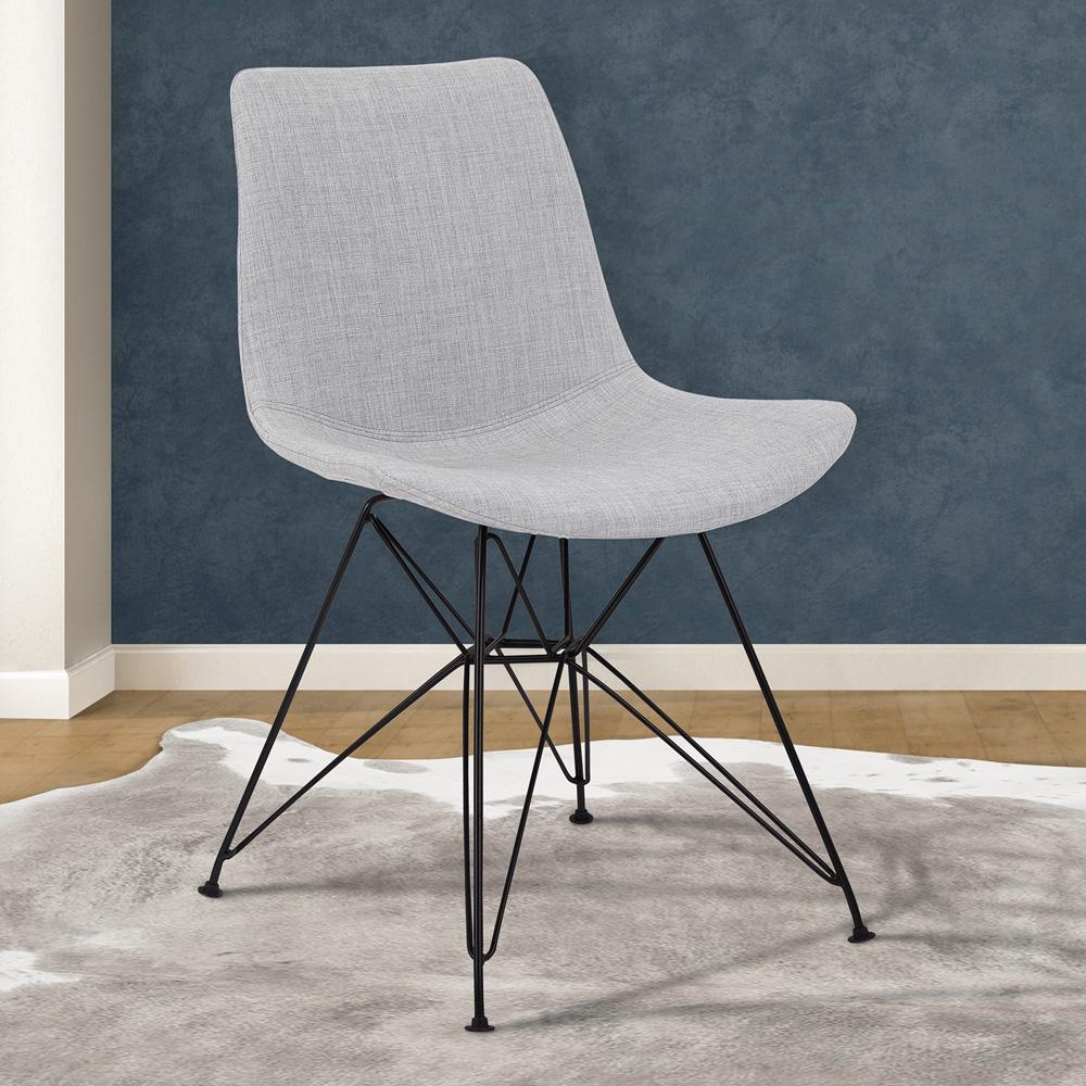 Armen Living - Palmetto Contemporary Dining Chair in Gray Fabric with Black Metal Legs - LCPLCHBLGR veiw 7