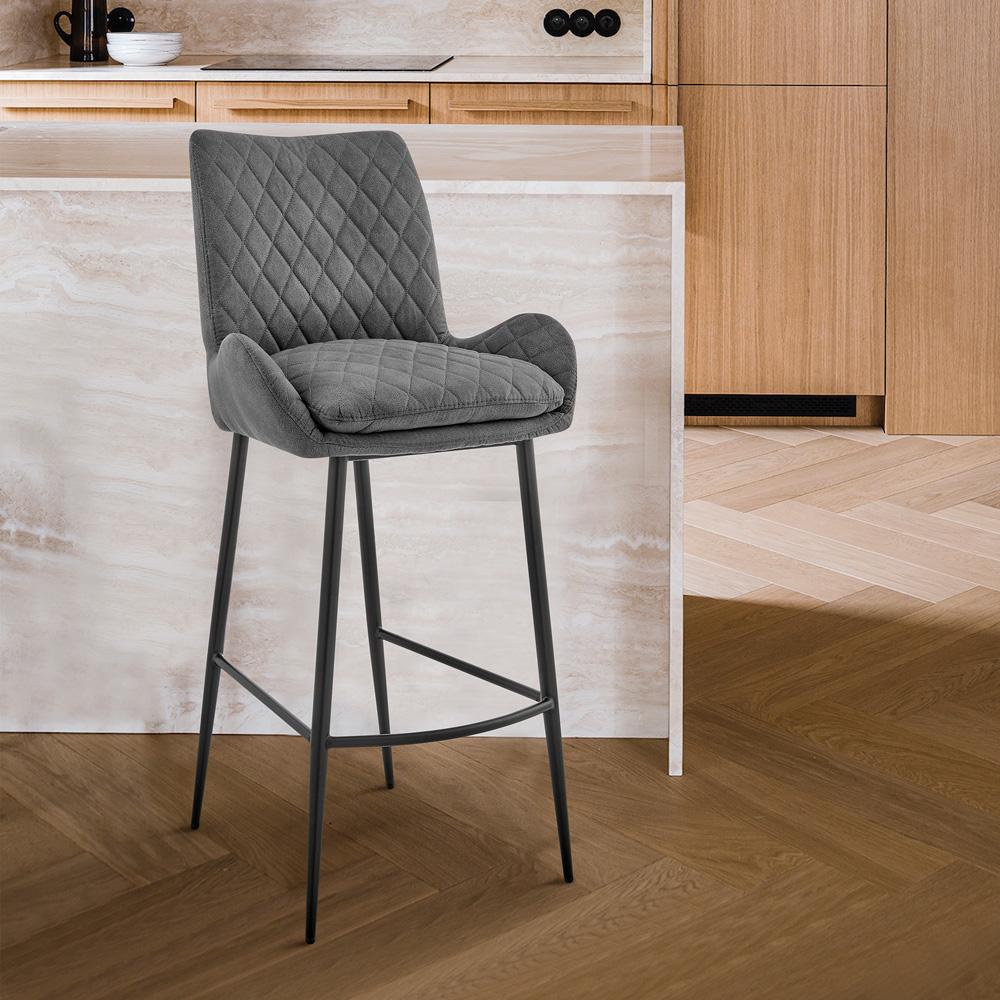 Armen Living - Panama 26in Counter Height Bar Stool in Charcoal Fabric and Black Finish - LCPMBACH26 - CLOSEOUT veiw 8