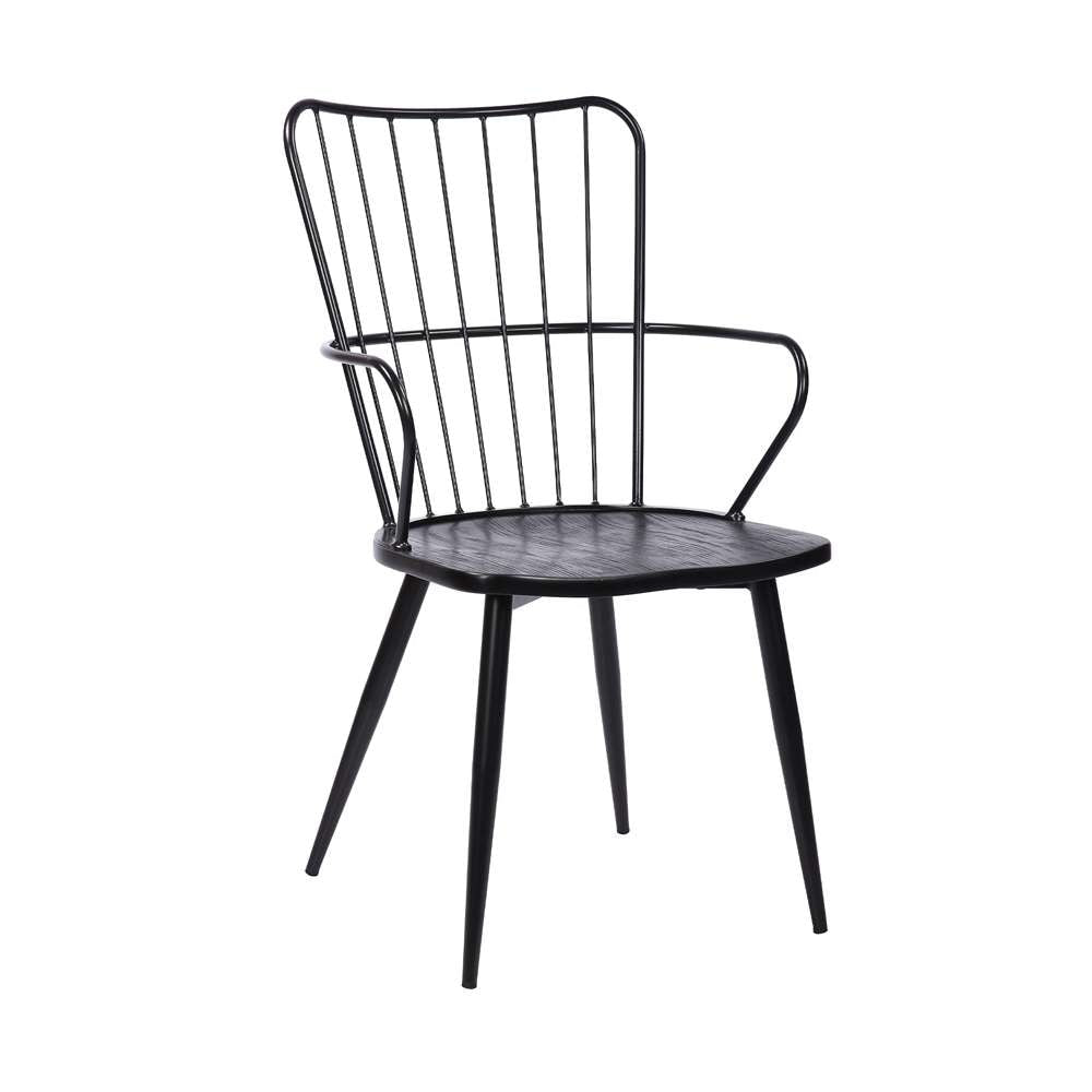 Armen Living - Parisa High Back Steel Framed Side Chair in Black Powder Coated Finish and Black Brushed Wood - LCPRSIBLBL veiw 1