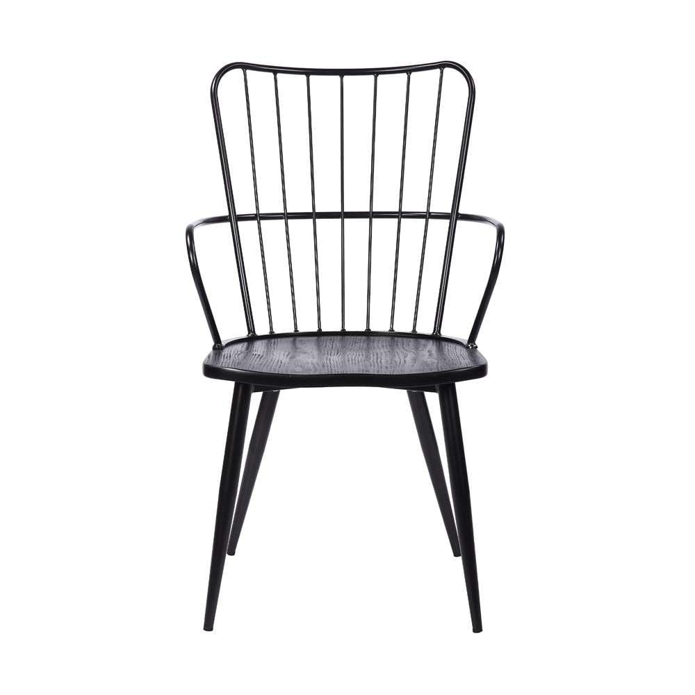Armen Living - Parisa High Back Steel Framed Side Chair in Black Powder Coated Finish and Black Brushed Wood - LCPRSIBLBL veiw 2