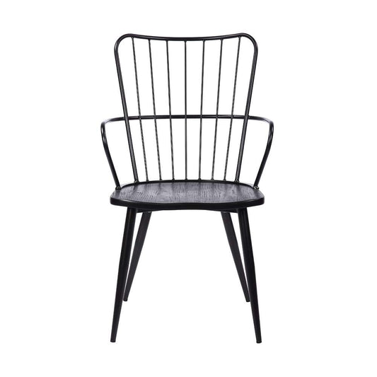 Armen Living - Parisa High Back Steel Framed Side Chair in Black Powder Coated Finish and Black Brushed Wood - LCPRSIBLBL veiw 2