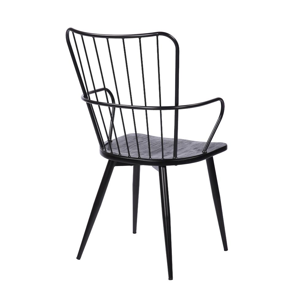 Armen Living - Parisa High Back Steel Framed Side Chair in Black Powder Coated Finish and Black Brushed Wood - LCPRSIBLBL veiw 3