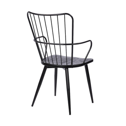 Armen Living - Parisa High Back Steel Framed Side Chair in Black Powder Coated Finish and Black Brushed Wood - LCPRSIBLBL veiw 3