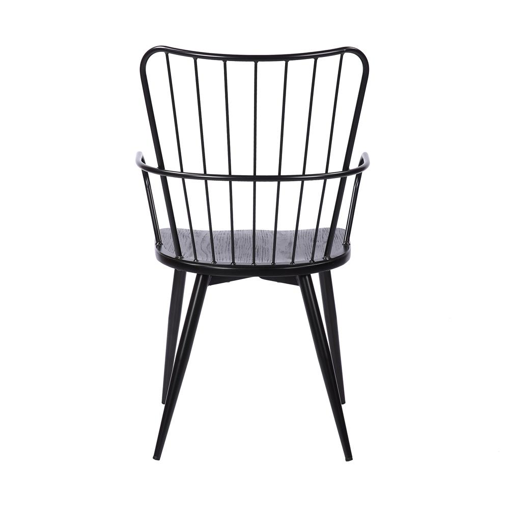 Armen Living - Parisa High Back Steel Framed Side Chair in Black Powder Coated Finish and Black Brushed Wood - LCPRSIBLBL veiw 4
