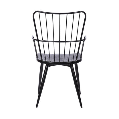 Armen Living - Parisa High Back Steel Framed Side Chair in Black Powder Coated Finish and Black Brushed Wood - LCPRSIBLBL veiw 4
