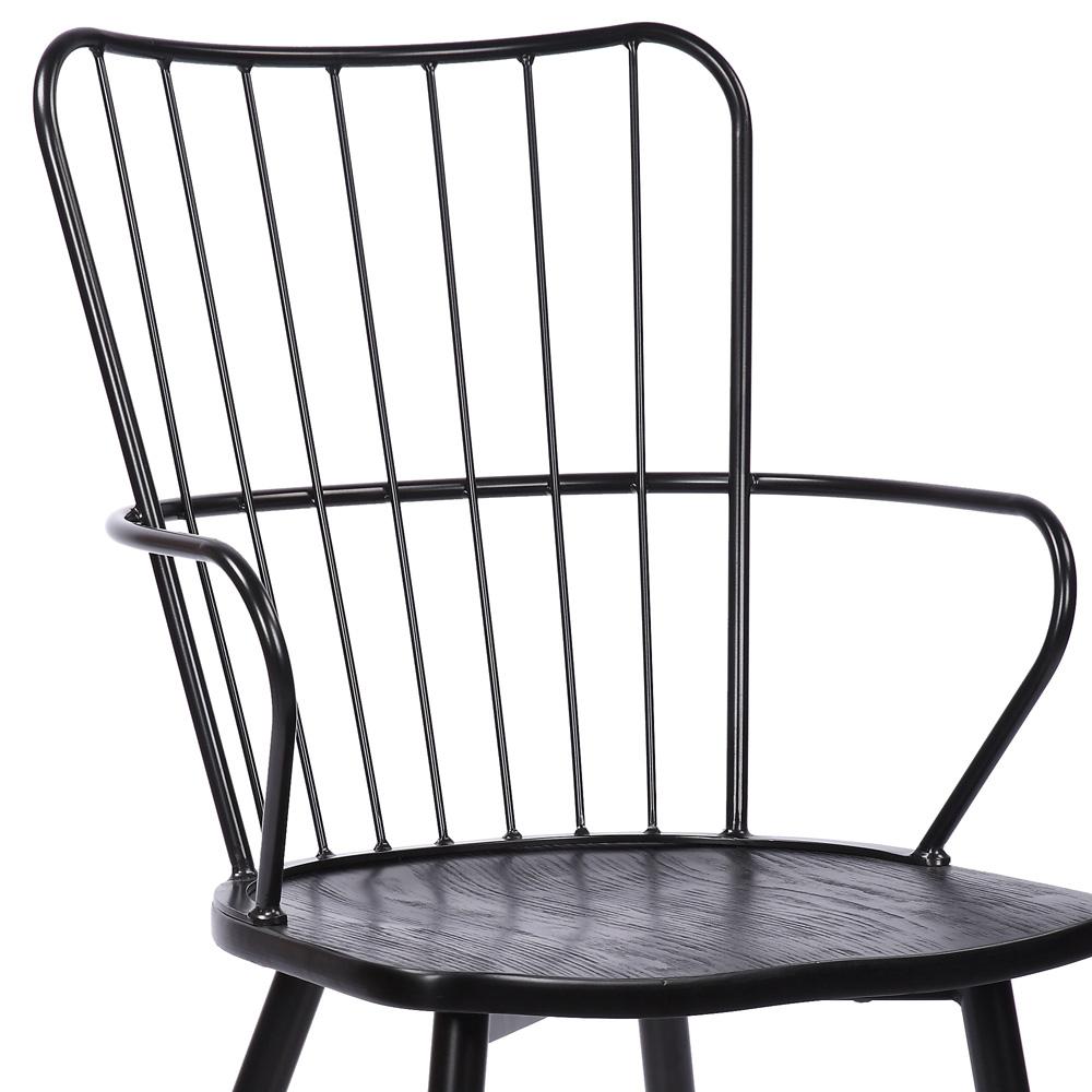 Armen Living - Parisa High Back Steel Framed Side Chair in Black Powder Coated Finish and Black Brushed Wood - LCPRSIBLBL veiw 5