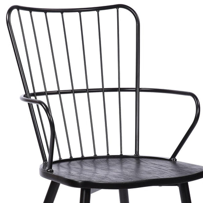 Armen Living - Parisa High Back Steel Framed Side Chair in Black Powder Coated Finish and Black Brushed Wood - LCPRSIBLBL veiw 5