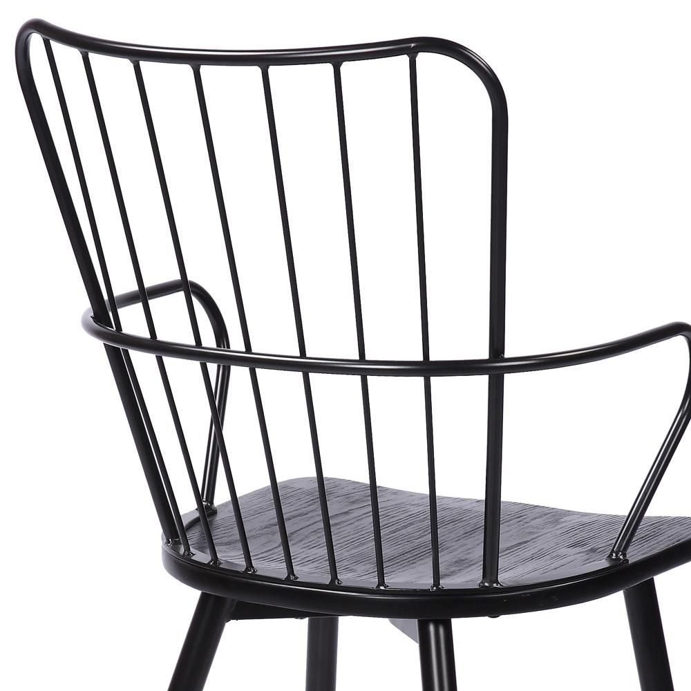Armen Living - Parisa High Back Steel Framed Side Chair in Black Powder Coated Finish and Black Brushed Wood - LCPRSIBLBL veiw 6