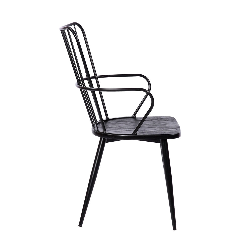 Armen Living - Parisa High Back Steel Framed Side Chair in Black Powder Coated Finish and Black Brushed Wood - LCPRSIBLBL veiw 7