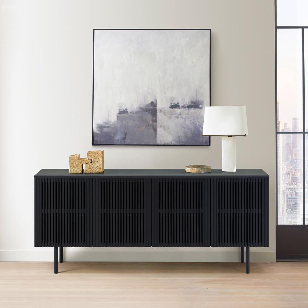 Armen Living - Pasadena 4 Door Wood Buffet Cabinet with Black Oak Finish - LCPABUBLK veiw 8