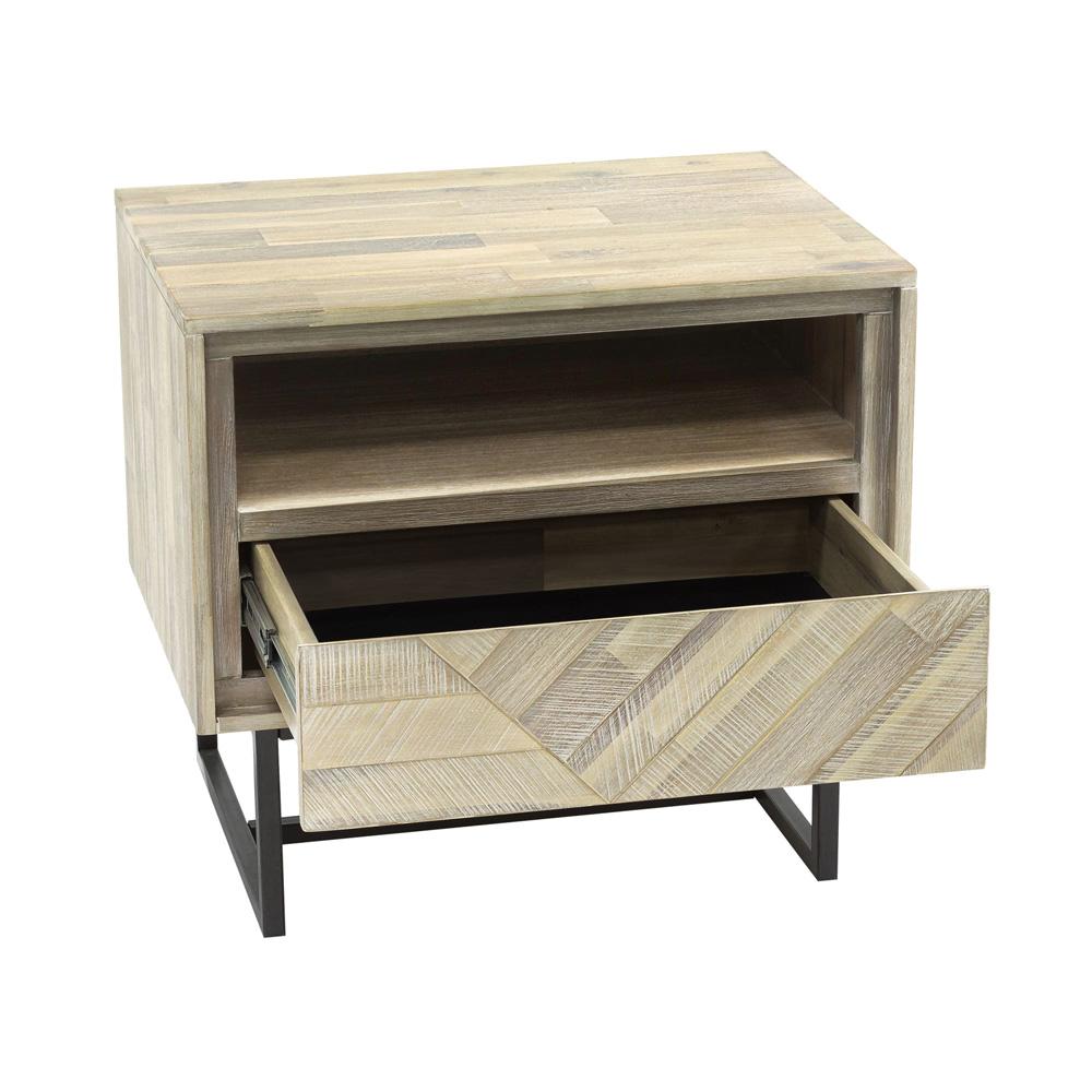 Armen Living - Peridot 1 Drawer Nightstand in Natural Acacia Wood - LCPELANAT veiw 3