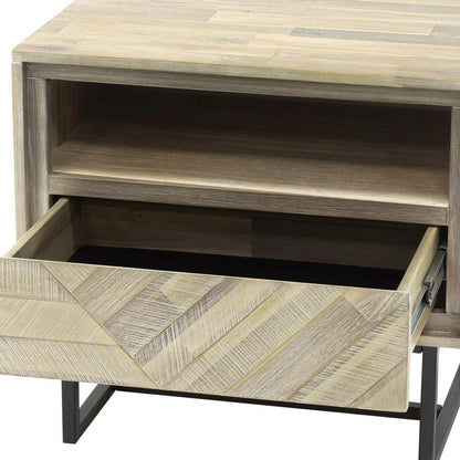 Armen Living - Peridot 1 Drawer Nightstand in Natural Acacia Wood - LCPELANAT veiw 4