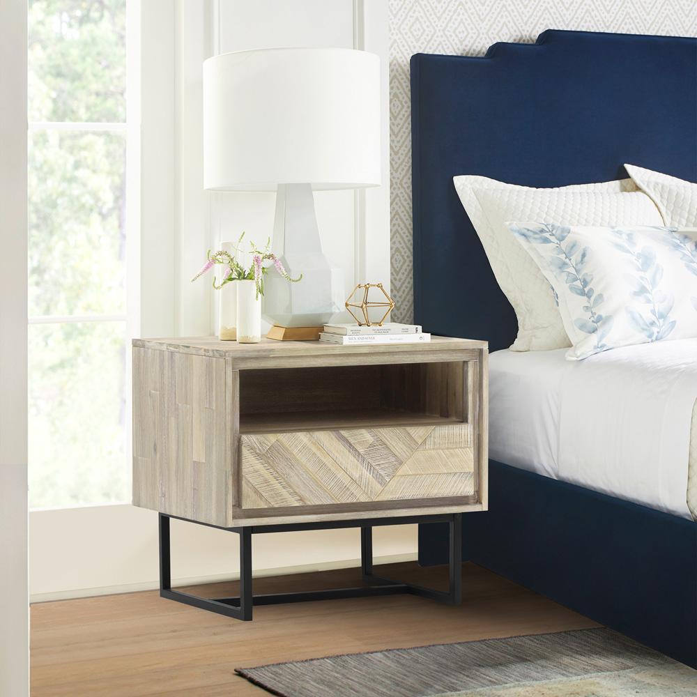 Armen Living - Peridot 1 Drawer Nightstand in Natural Acacia Wood - LCPELANAT veiw 5