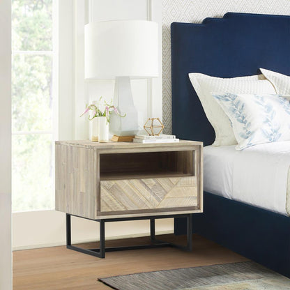 Armen Living - Peridot 1 Drawer Nightstand in Natural Acacia Wood - LCPELANAT veiw 5