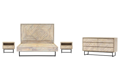 Armen Living - Peridot 4 Piece King Bedroom Set in Natural Acacia Wood - SETPEBDKG4A veiw 1