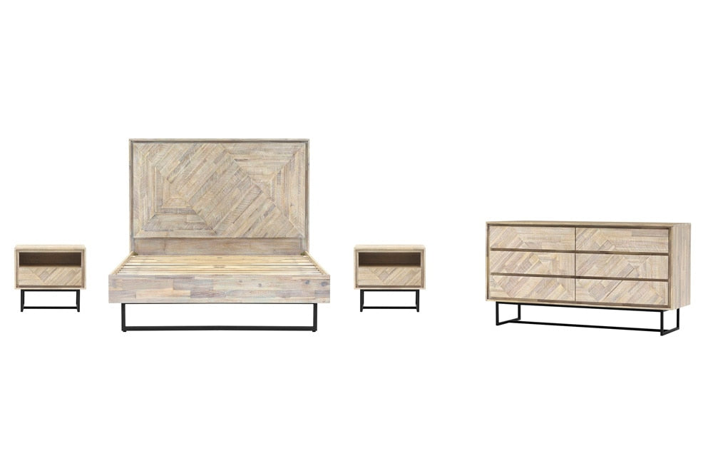 Armen Living - Peridot 4 Piece Queen Bedroom Set in Natural Acacia Wood - SETPEBDQN4A veiw 1