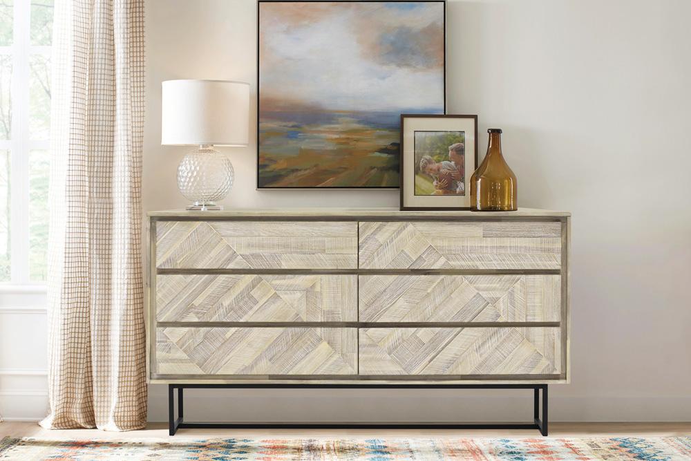 Armen Living - Peridot 6 Drawer Dresser in Natural Acacia Wood - LCPEDRNAT veiw 8