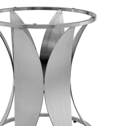 Armen Living - Petal Modern Glass and Stainless Steel Round Pedestal Dining Table - LCPTDIGLBS veiw 3