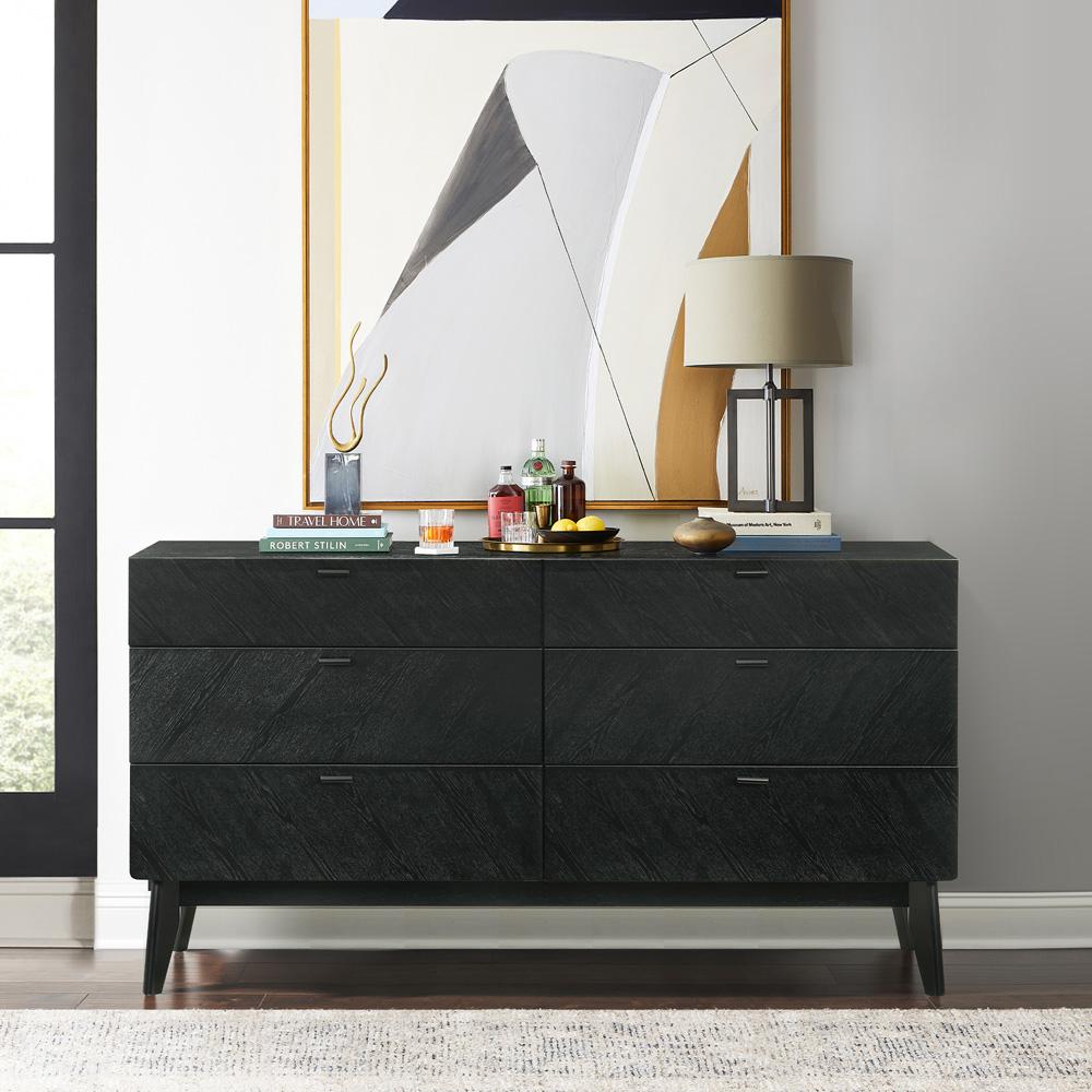 Armen Living - Petra 6 Drawer Wood Dresser in Black Finish - LCPTDRBLK veiw 8