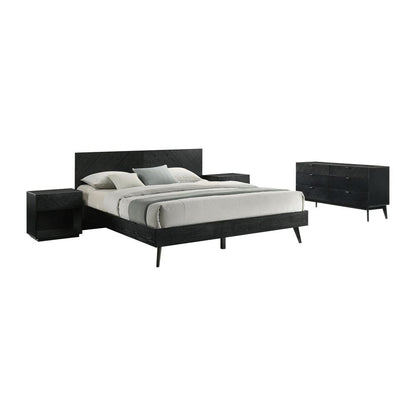 Armen Living - Petra King 4 Piece Wood Bedroom Set in Black Finish - SETPTBLKKG4 veiw 1