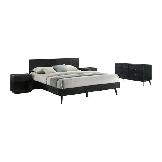 Armen Living - Petra King 4 Piece Wood Bedroom Set in Black Finish - SETPTBLKKG4 veiw 1