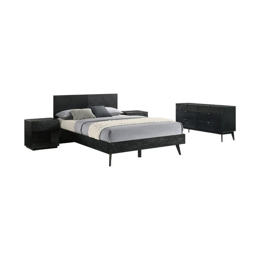 Armen Living - Petra Queen 4 Piece Wood Bedroom Set in Black Finish - SETPTBLKQN4 veiw 1