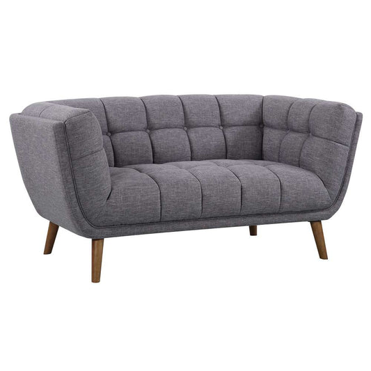 Armen Living - Phantom Mid-Century Modern Loveseat in Dark Gray Linen and Walnut Legs - LCPH2DG veiw 1