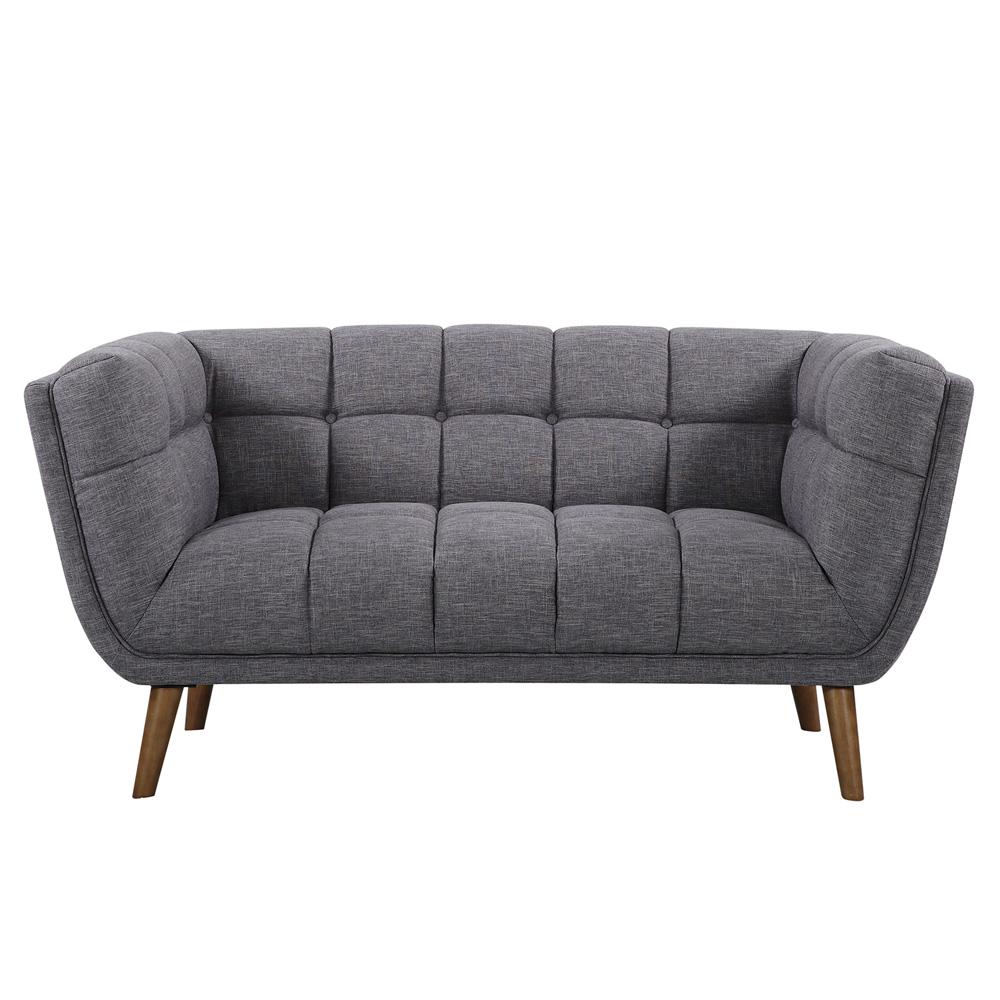 Armen Living - Phantom Mid-Century Modern Loveseat in Dark Gray Linen and Walnut Legs - LCPH2DG veiw 2