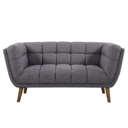 Armen Living - Phantom Mid-Century Modern Loveseat in Dark Gray Linen and Walnut Legs - LCPH2DG veiw 2