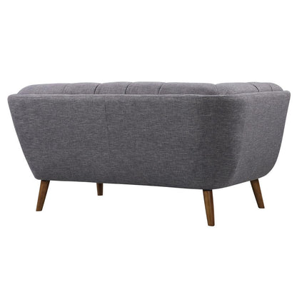 Armen Living - Phantom Mid-Century Modern Loveseat in Dark Gray Linen and Walnut Legs - LCPH2DG veiw 3