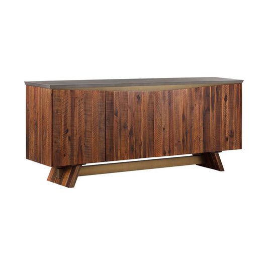 Armen Living - Picadilly 4 Door Sideboard Buffet in Acacia Wood and Concrete - LCPJBUCC view 2