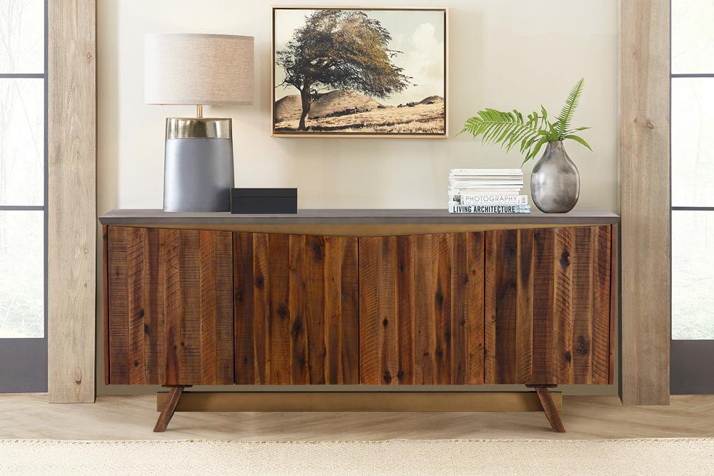 Armen Living - Picadilly 4 Door Sideboard Buffet in Acacia Wood and Concrete - LCPJBUCC veiw 8