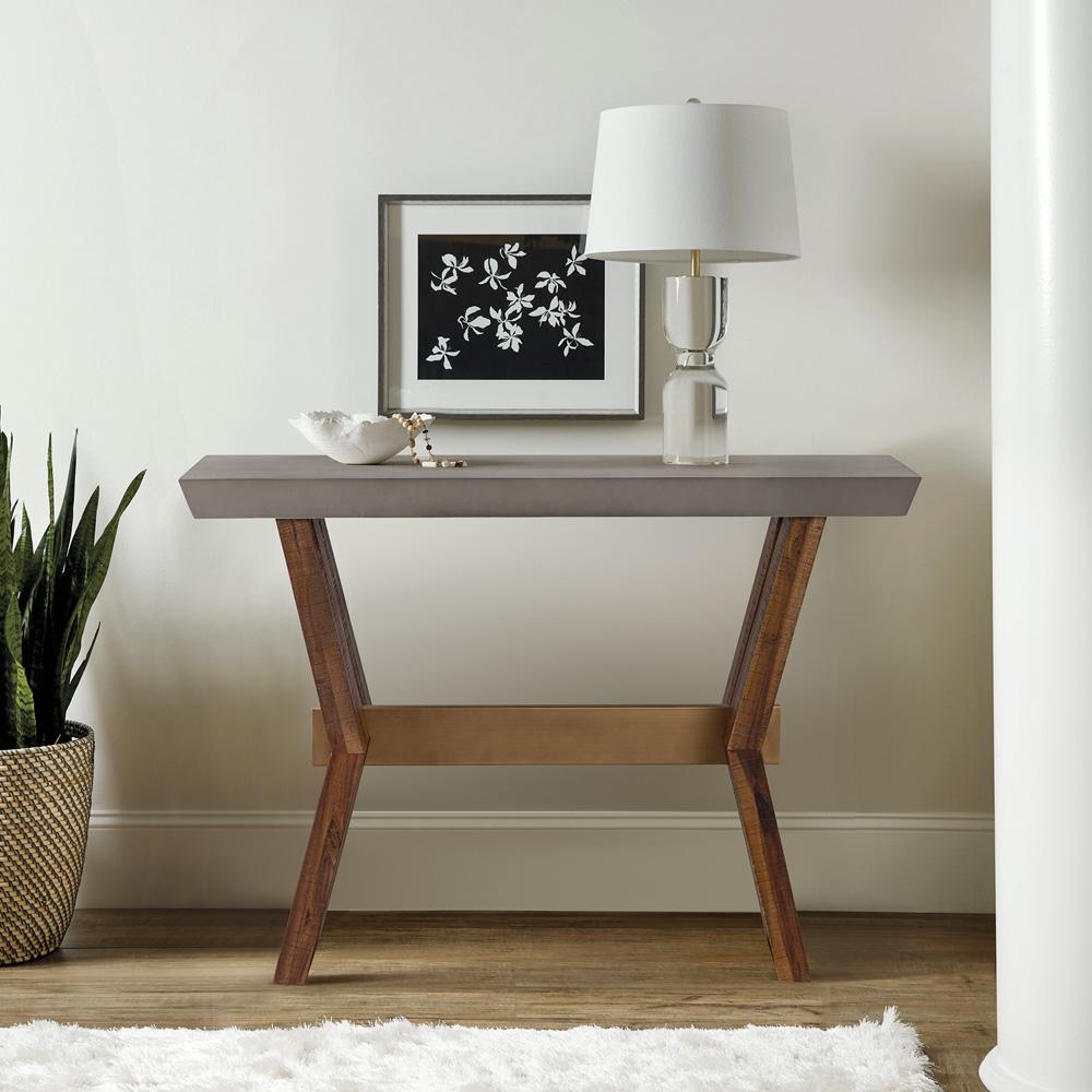 Armen Living - Picadilly Rectangle Console Table in Acacia Wood and Concrete - LCPJCNCC veiw 6