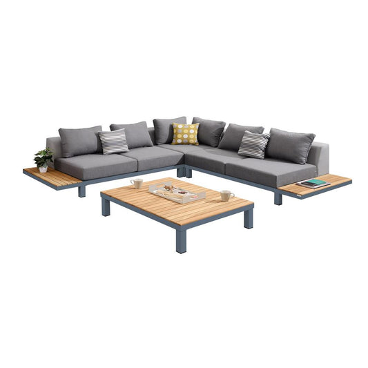 Armen Living - Polo 4 piece Outdoor Sectional Set with Dark Gray Cushions and Modern Accent Pillows - SETODPO4SE veiw 1