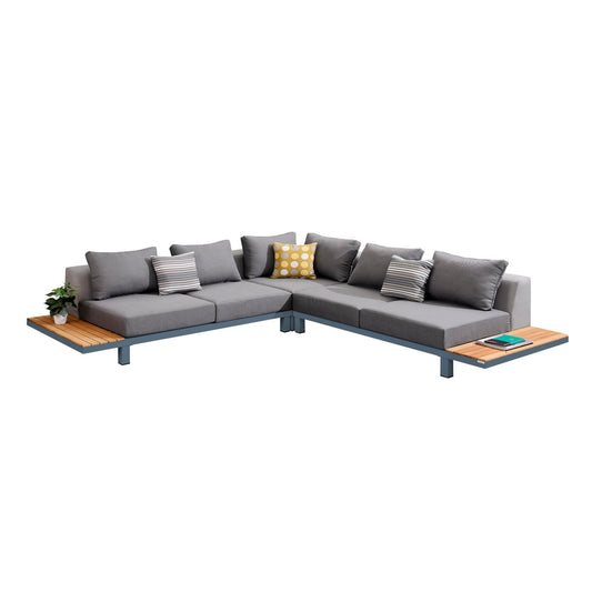 Armen Living - Polo 4 piece Outdoor Sectional Set with Dark Gray Cushions and Modern Accent Pillows - SETODPO4SE veiw 2