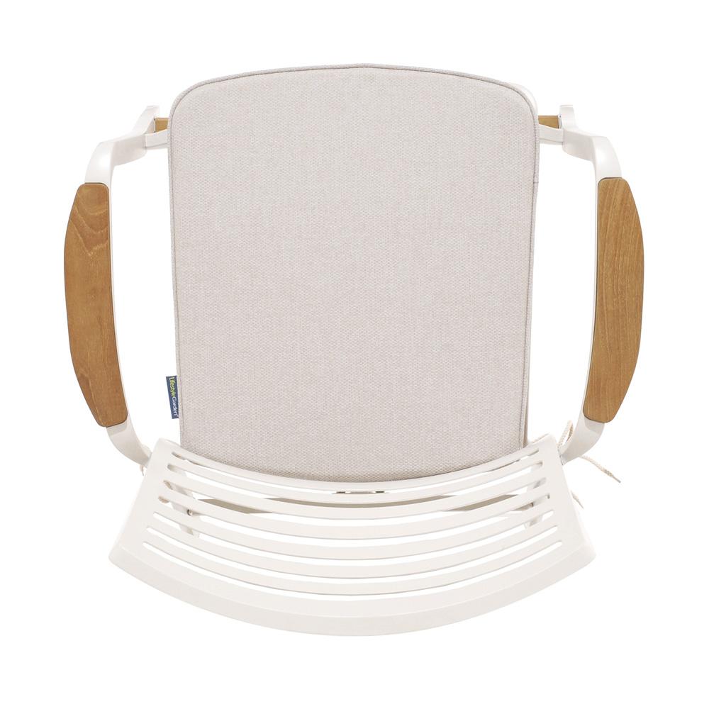 Armen Living - Portals Outdoor Patio Aluminum Barstool in Light Matte Sand with Natural Teak Wood Accent - LCPLBAWH_CLOSEOUT veiw 4