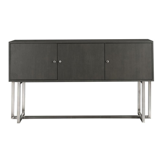 Armen Living - Prague Contemporary Buffet in Brushed Stainless Steel Finish and Gray Wood - LCPGBUGR - CLOSEOUT veiw 2