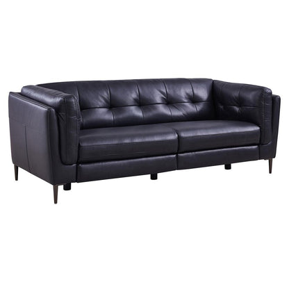 Armen Living - Primrose Contemporary Sofa in Dark Metal Finish and Navy Genuine Leather - LCPR3NV veiw 1