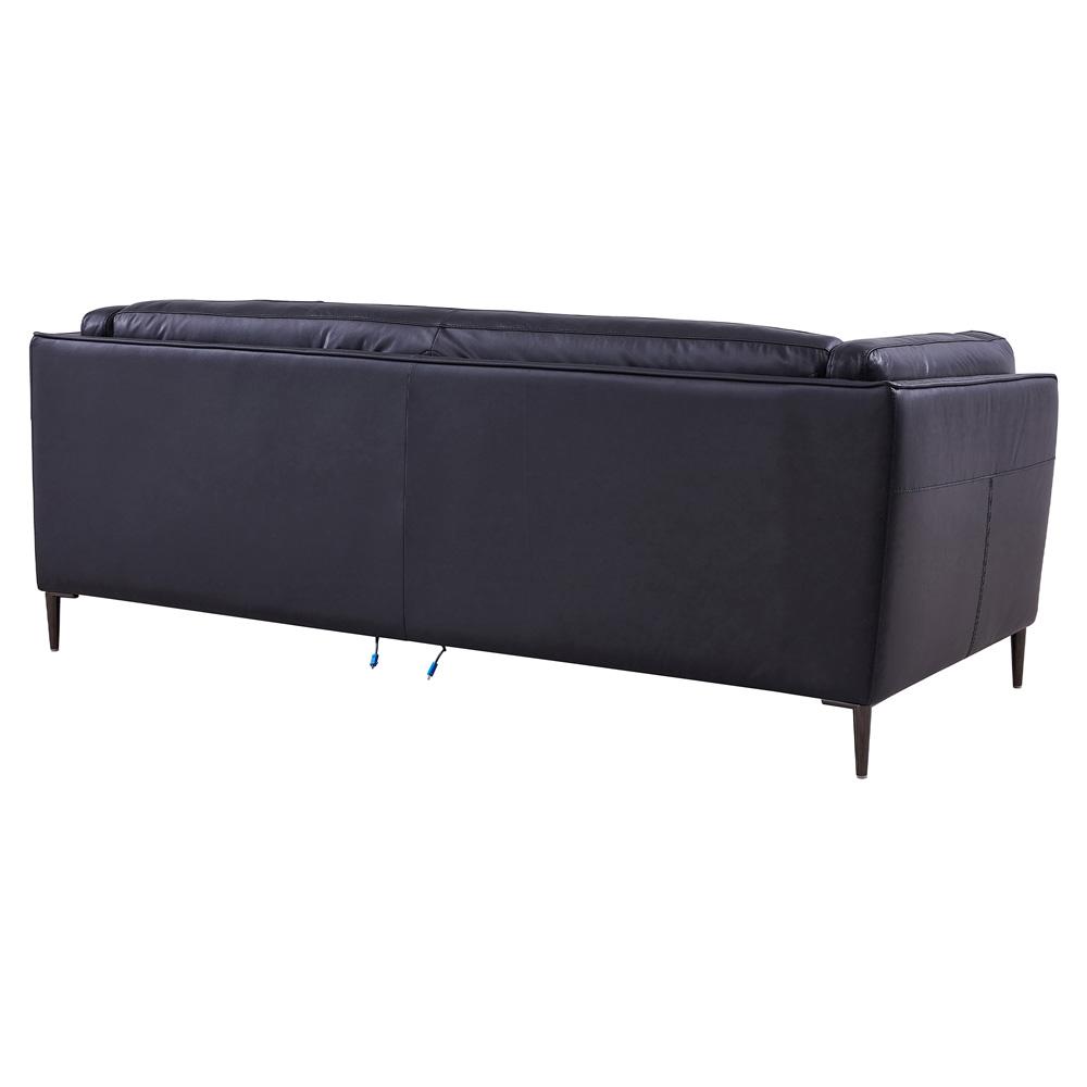 Armen Living - Primrose Contemporary Sofa in Dark Metal Finish and Navy Genuine Leather - LCPR3NV veiw 3
