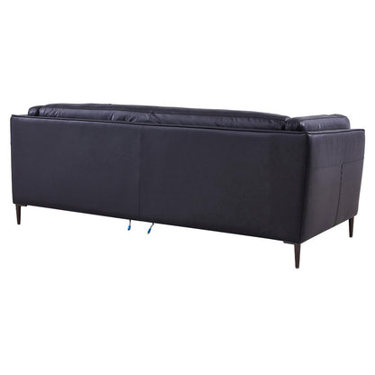 Armen Living - Primrose Contemporary Sofa in Dark Metal Finish and Navy Genuine Leather - LCPR3NV veiw 3