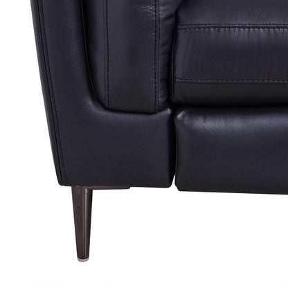 Armen Living - Primrose Contemporary Sofa in Dark Metal Finish and Navy Genuine Leather - LCPR3NV veiw 5