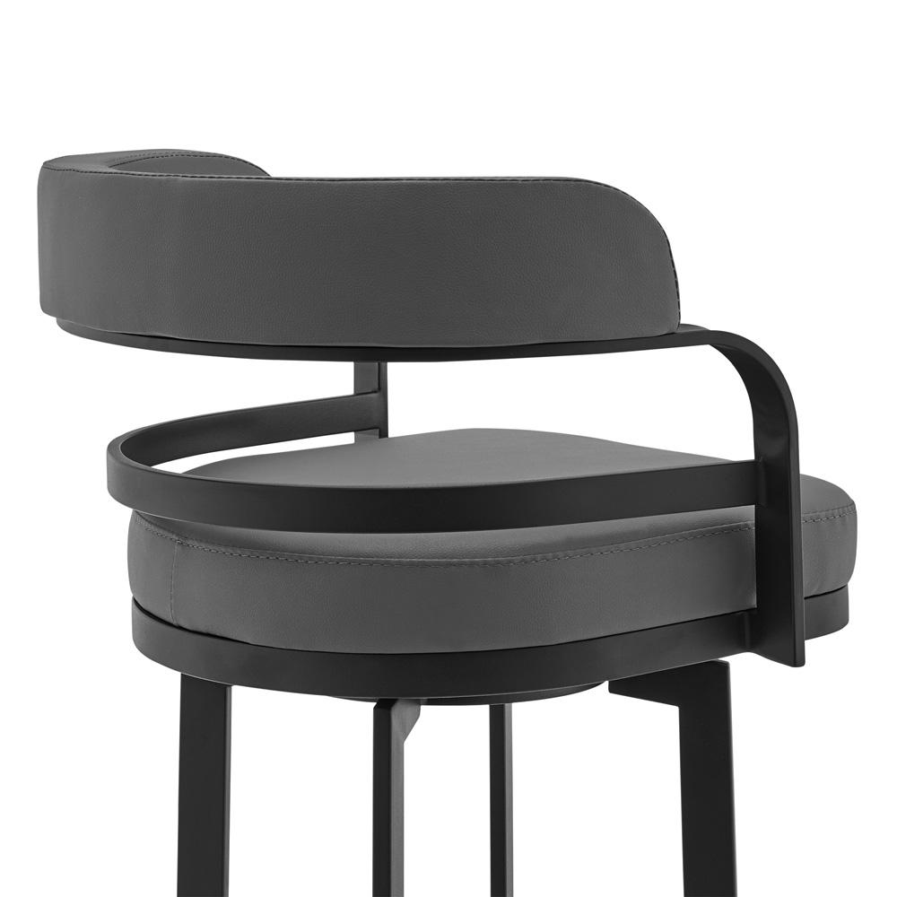 Armen Living - Prinz 26in Counter Height Swivel Grey Faux Leather and Black Metal Bar Stool - LCPRBAGRBL26 veiw 4